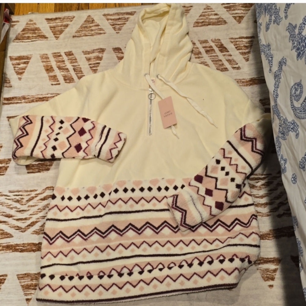 🤍🩷 Como Vintage Large Fleece Pullover🩷🤍 - Picture 2 of 3